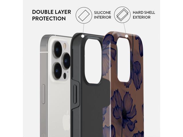 BURGA Phone Case Compatible with iPhone 14 PRO - Hybrid 2-Layer Hard Shell + Silicone protective Case - Dark Flowers Floral- Scratch-Resistant...