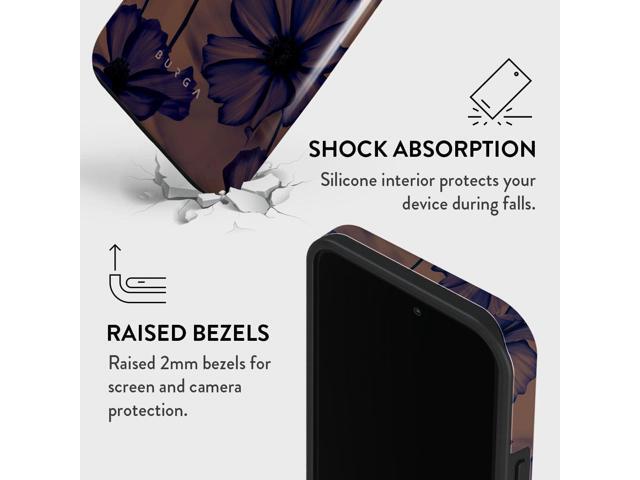 BURGA Phone Case Compatible with iPhone 14 PRO - Hybrid 2-Layer Hard Shell + Silicone protective Case - Dark Flowers Floral- Scratch-Resistant...