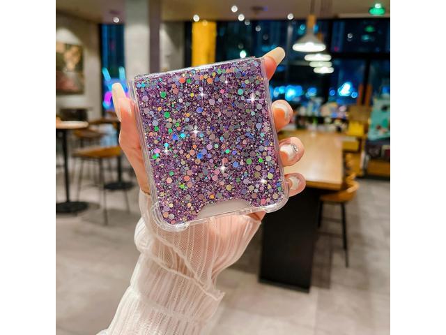 LCHULLE for Samsung Galaxy Z Flip 5 Case Bling Glitter for Girls Women Cute Shiny Sparkle Sequin Stars, Soft Silicone Four-Corner Shockproof Cover...