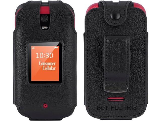 BELTRON Leather Case for Consumer Cellular Iris Flip Phone (2023) - Features: Secure Fit, Rotating Belt Clip, Screen & Keypad Protection (SH3320) -...