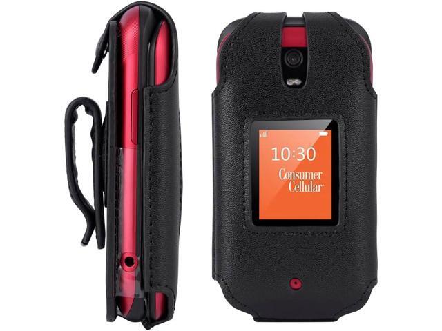 BELTRON Leather Case for Consumer Cellular Iris Flip Phone (2023) - Features: Secure Fit, Rotating Belt Clip, Screen & Keypad Protection (SH3320) -...