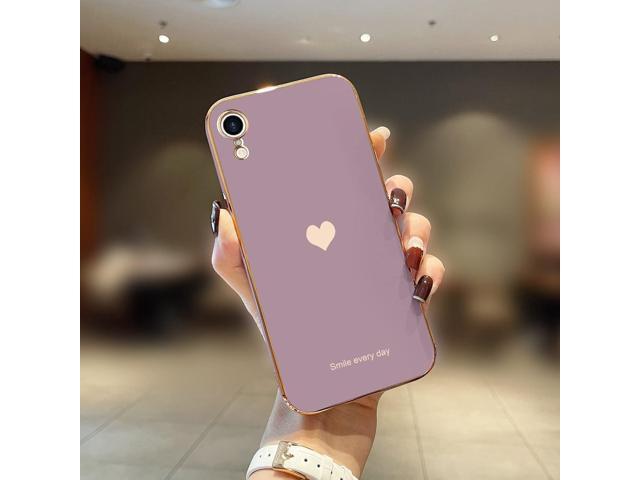Teageo Compatible with iPhone Xr Case for Women Girl Cute Love-Heart Luxury Bling Plating Soft Back Cover Raised Full Camera Protection Bumper...