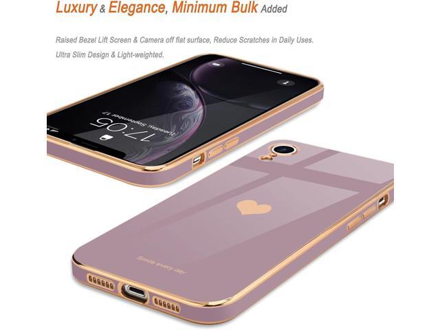 Teageo Compatible with iPhone Xr Case for Women Girl Cute Love-Heart Luxury Bling Plating Soft Back Cover Raised Full Camera Protection Bumper...