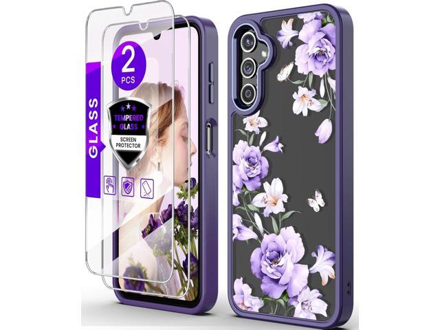 for Samsung Galaxy A14 5G Case with Tempered Glass Screen Protector [2 Pack],[Military Grade Protective] Slim Soft TPU & Hard PC,Girls Women...