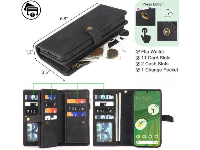 for Google Pixel 8 Wallet Case,Leather All-Round Shockproof Protective, Magnetic Flip Cover,Detachable Phone Case with Card Holder &Strap for...