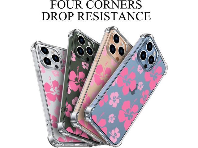 Pink Hibiscus Flower Phone Case for iPhone 11 Hibiscus Floral Case Cover Clear Phone Case w/Four Corner Reinforced Shockproof Girly Women Phone...
