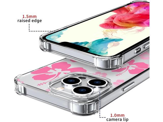 Pink Hibiscus Flower Phone Case for iPhone 11 Hibiscus Floral Case Cover Clear Phone Case w/Four Corner Reinforced Shockproof Girly Women Phone...