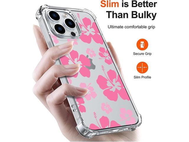 Pink Hibiscus Flower Phone Case for iPhone 11 Hibiscus Floral Case Cover Clear Phone Case w/Four Corner Reinforced Shockproof Girly Women Phone...