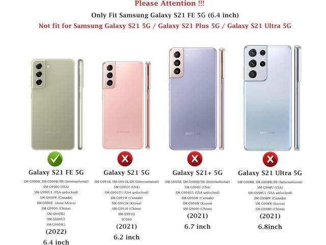 for Samsung Galaxy S21 FE 5G Case with Camera Lens Cover HD Screen Protector, Military-Grade Drop Tested Magnetic Ring Holder Kickstand Protective...