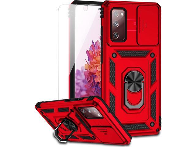 for Samsung Galaxy S20 FE 5G Case with Camera Lens Cover HD Screen Protector, Military-Grade Drop Tested Magnetic Ring Holder Kickstand Protective...