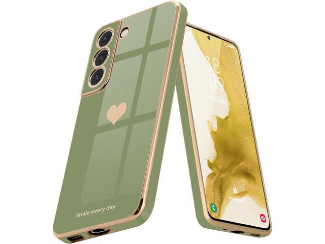 Teageo for Samsung Galaxy S22 5G Case for Women Girl Cute Love-Heart Luxury Bling Soft Back Cover Raised Full Camera Protection Bumper Silicone...
