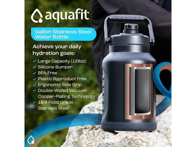 AQUAFIT 1 Gallon Insulated Water Bottle (Cold for 48 Hrs) - BPA Free & Leak Proof - 128oz Stainless Steel Jug - Big Water Bottle with Handle for...