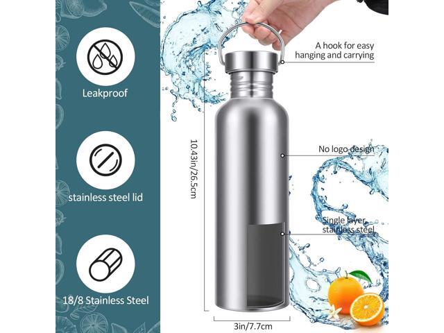 CHENGU 4 Pack Single Wall Stainless Steel Water Bottles Camping Bottles 304 18/8 Metal Water Bottle for Sports, Cyclists, Runners, Hikers(Silver,34...