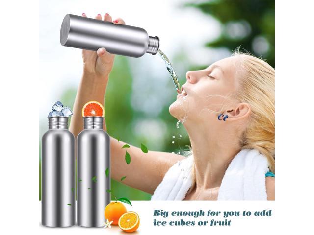 CHENGU 4 Pack Single Wall Stainless Steel Water Bottles Camping Bottles 304 18/8 Metal Water Bottle for Sports, Cyclists, Runners, Hikers(Silver,34...