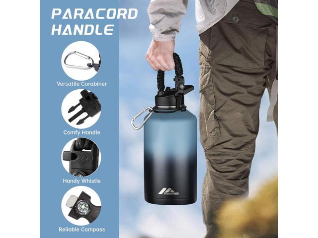 StarSpeed 64oz Insulated Water Bottle with Straws & 2 Lids, Half Gallon Stainless Steel Double Walled Vacuum Water Jug, Large Wide Mouth with...