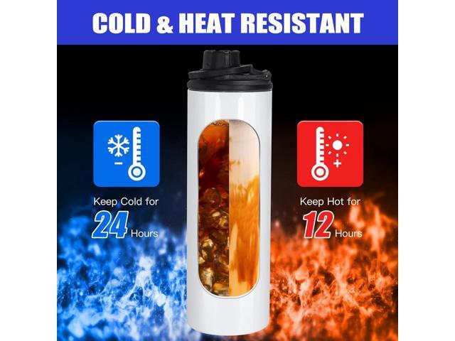 8 Pack Sublimation Water Bottle Blanks 20 oz Sublimation Sports Water Bottle with Handle Stainless Steel Sublimation Tumbler Blanks with Lids and...