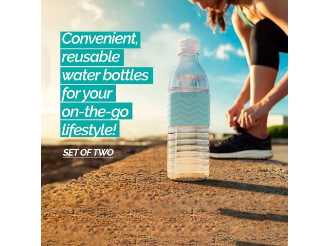 Copco Hydra Reusable Tritan Water Bottle with Spill Resistant Lid and Non-Slip Sleeve, 16.9-ounce, Robin Egg Blue, 2 Pack