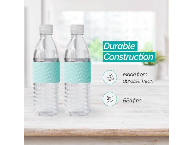 Copco Hydra Reusable Tritan Water Bottle with Spill Resistant Lid and Non-Slip Sleeve, 16.9-ounce, Robin Egg Blue, 2 Pack