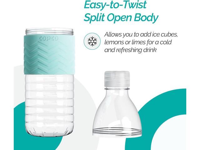Copco Hydra Reusable Tritan Water Bottle with Spill Resistant Lid and Non-Slip Sleeve, 16.9-ounce, Robin Egg Blue, 2 Pack