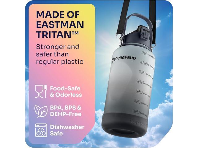 1 Gallon Water Bottle With Straw Dishwasher-Safe BPS & BPA Free, 2 Cleaning Brush Motivational 128oz Water Jug with Time Markers, Wide-Mouth...