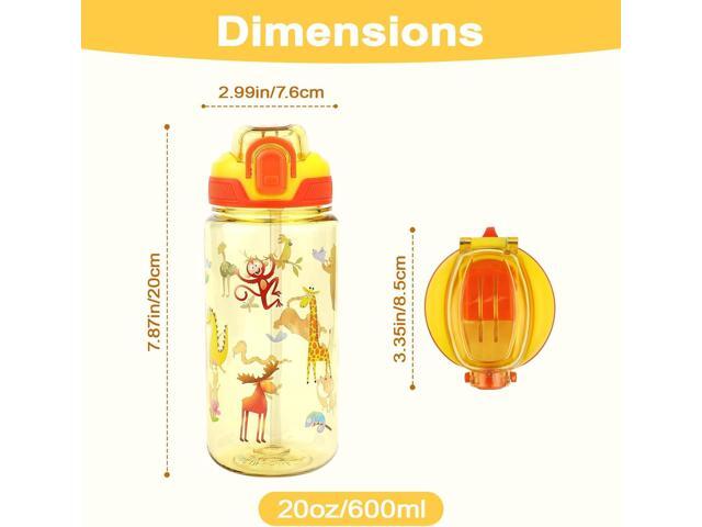 Kids Water Bottle for School or Travel, 20 Oz 2 Pack Durable Plastic Water Bottle with Silicone Straw and Pop-Up Spout Cover, BPA Free & Dishwasher...