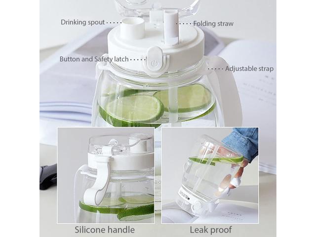 Clear Water Bottles with Straw 45oz Large Water Jug for Schools/Adults Aesthetic Girls Water Bottles for Gym/Sport/Motivational White Reusable...