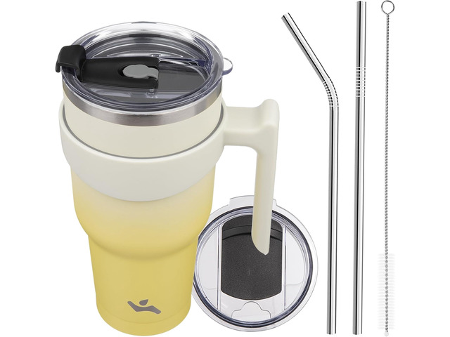 Konokyo 40 oz Tumbler with Handle and Straw, Insulated Travel Mug