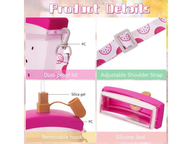 4 Pieces Cute Ice Cream Water Bottles with Strap Kawaii Camera Shaped Drinking Purse Ice Bar Transparent Jug Cup for Camping Sports Shopping...