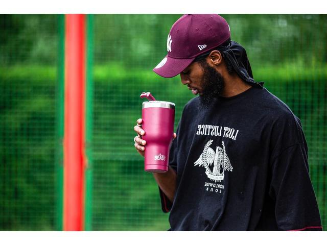 Beast 40 oz Tumbler Stainless Steel Vacuum Insulated Coffee Ice Cup Double Wall Travel Flask (Cranberry Red)