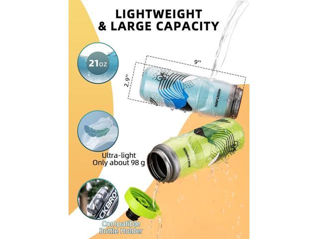 ROCKBROS Bike Water Bottle 21oz Bicycle Water Bottle for 5hrs Insulation Sports Squeeze Water Bottle with Leakproof Design