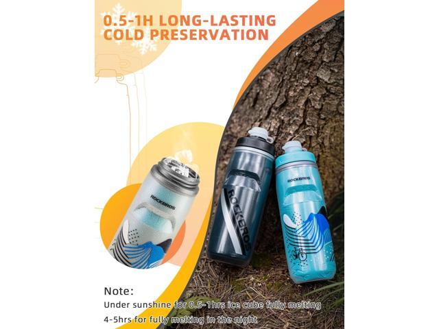 ROCKBROS Bike Water Bottle 21oz Bicycle Water Bottle for 5hrs Insulation Sports Squeeze Water Bottle with Leakproof Design