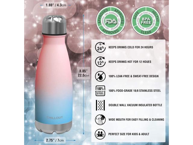 CHILLOUT LIFE Stainless Steel 2 Pack Water Bottle for Kids School: 12 oz Double Wall Insulated Cola Bottle Shape for Cold and Warm Drinks, 2 Set...