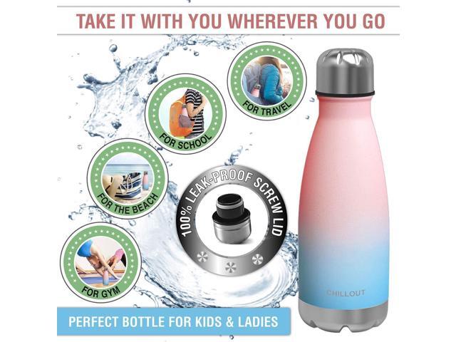 CHILLOUT LIFE Stainless Steel 2 Pack Water Bottle for Kids School: 12 oz Double Wall Insulated Cola Bottle Shape for Cold and Warm Drinks, 2 Set...