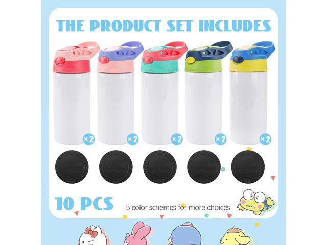 Joyclub 10 Pack Kids Sublimation Tumbler Water Bottle Blanks Insulated Tumbler Stainless Steel Children Sublimation Cups for DIY Craft Heat Press...