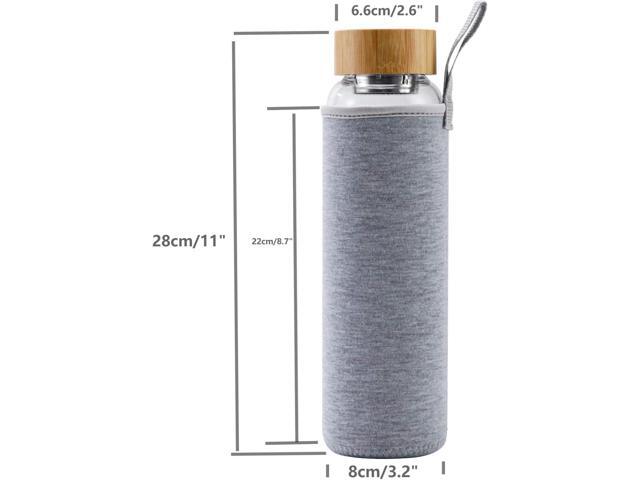 sunkey Glass Water Bottle 32 oz Wide Mouth with Sleeve Bamboo Lid Motivational Water Bottle With Time Marker Reusable Safe for Hot Cold Drinks Bpa...