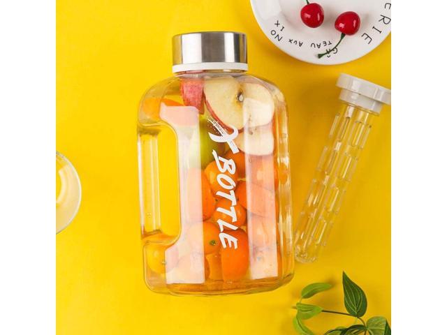 Half Gallon Water Bottle with Infuser, BPA Free 84oz Large Water Bottle Dishwasher Safe Hydration with Motivational Time Mark Leak-Proof 2.5L...
