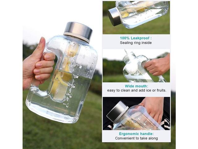 Half Gallon Water Bottle with Infuser, BPA Free 84oz Large Water Bottle Dishwasher Safe Hydration with Motivational Time Mark Leak-Proof 2.5L...