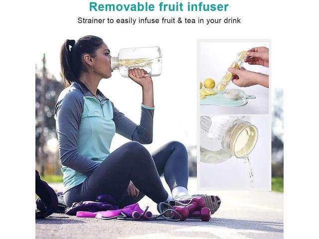 Half Gallon Water Bottle with Infuser, BPA Free 84oz Large Water Bottle Dishwasher Safe Hydration with Motivational Time Mark Leak-Proof 2.5L...