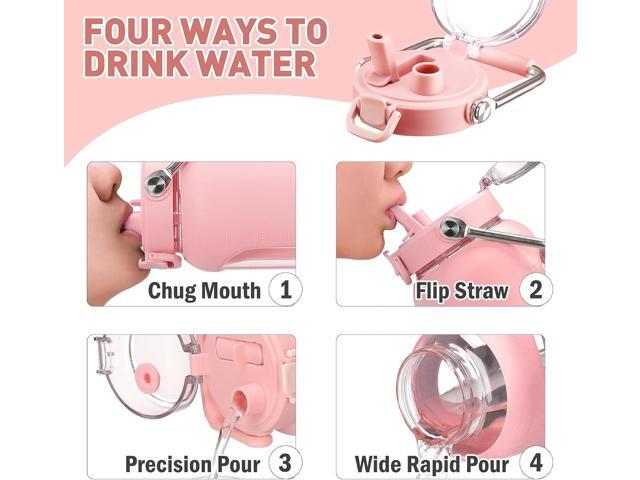 84oz Glass Water Bottle with Stainless Steel Handle,2.5L Gallon Water Bottle with 2-IN-1 Straw Lid, Silicone Sleeve and Motivational Capacity...