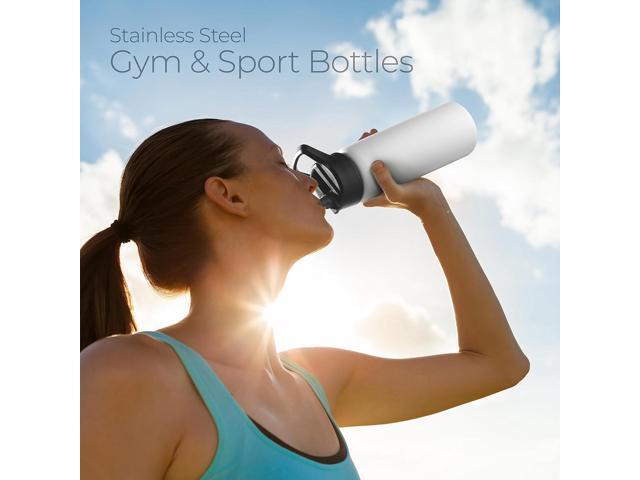 SipX Triple-Insulated Stainless Steel Water Bottle 25oz. With 3 Lids, BPA-Free Reusable Insulated Water Bottle Keeps Cold 24 Hours, Metal Water...