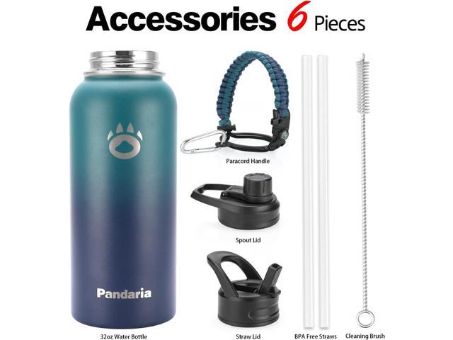 Insulated Water Bottle 32oz, Stainless Steel Water Bottle with Straw & Spout Lids & Paracord Handle
