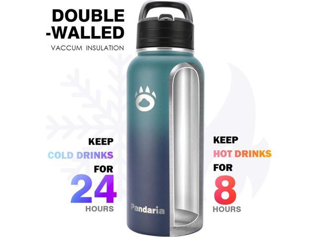 Insulated Water Bottle 32oz, Stainless Steel Water Bottle with Straw & Spout Lids & Paracord Handle