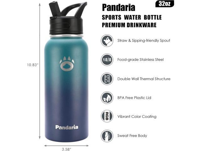 Insulated Water Bottle 32oz, Stainless Steel Water Bottle with Straw & Spout Lids & Paracord Handle