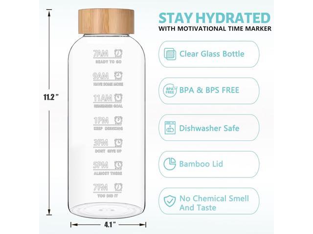 Glass Water Bottles 64 OZ - Large Borosilicate Reusable Glass Drinking Bottle, Wide Mouth With Bamboo Lid
