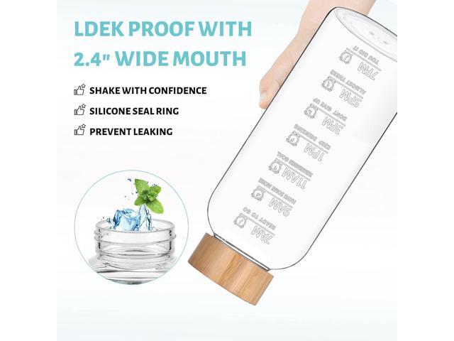 Glass Water Bottles 64 OZ - Large Borosilicate Reusable Glass Drinking Bottle, Wide Mouth With Bamboo Lid