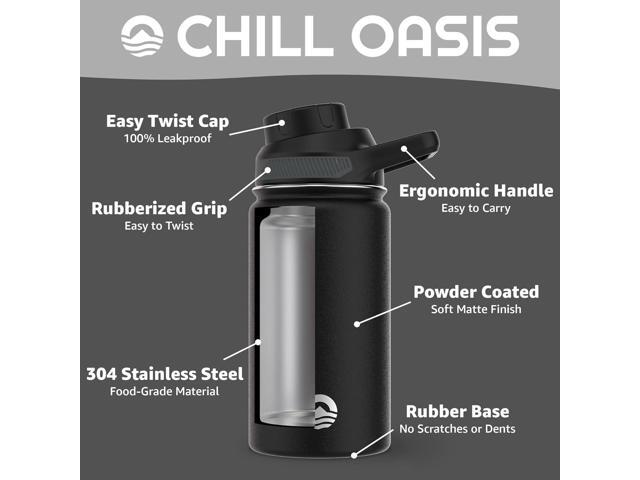 Chill Oasis Water Bottle Compatible With Popular Flavor Cartridges BPA Free, Leak Proof, Double-Walled Vacuum Insulated Stainless Steel, and...