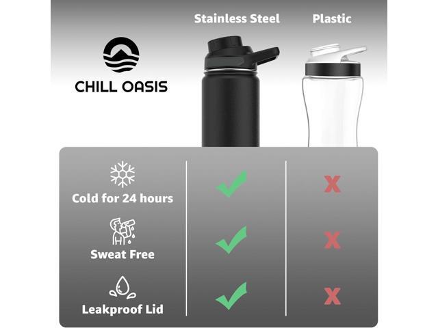 Chill Oasis Water Bottle Compatible With Popular Flavor Cartridges BPA Free, Leak Proof, Double-Walled Vacuum Insulated Stainless Steel, and...