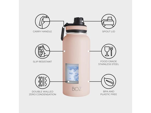 BOZ Stainless Steel Water Bottle - Vaccum Insulated Water Bottle 32 Oz - Wide Mouth BPA Free Sport Water Bottle for Gym with Spout Lid - Thermal...