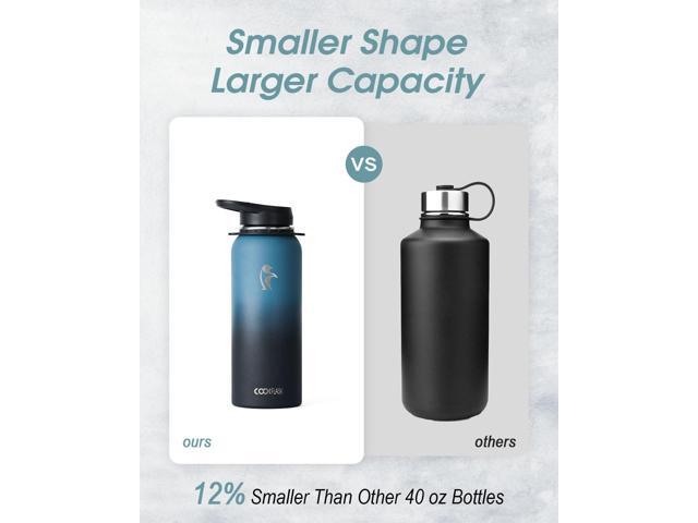 Coolflask Insulated Water Bottle with Strap, 40 oz Metal Water Flask with Straw & Spout Lids, Stainless Steel Double Wall Vacuum, Keep Cold 48h Hot...