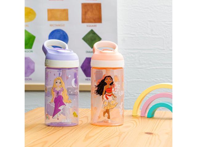 Zak Designs Disney Princess Atlantic Kids Water Bottle For School or Travel, 16oz Durable Plastic Water Bottle With Straw, Handle, Leak-Proof Spout...